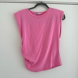 Zara Pino Fitted Tshirt Side Rouch Shoulder Pads